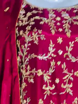 A beautiful custom-made maroon dress with a delicately hand worked tussel silk shirt paired with jamawar ghararah. worldwide 🌐 shipment order now  #dress #fyp 