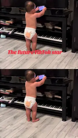 At only a year old and he wanted to record himself using the TikTok app. #funnyvideos #babytok 