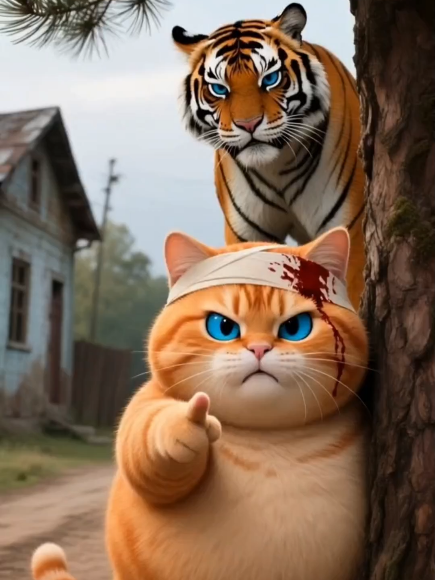 “Rhino vs Tiger & Cat – No Mercy Today! 🦏🔥 |  #RhinoVsTiger #FunnyAnimals #AIshorts #OrangeCat #AnimalComedy #UKTikTok #USATikTok #ViralAnimals #RhinoPower #Shorts