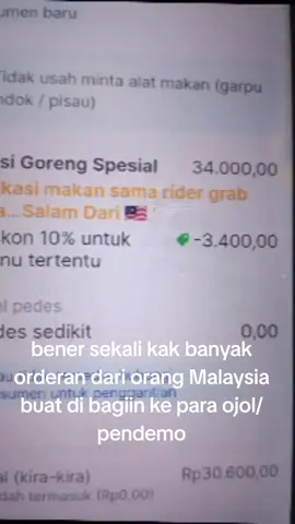 #stitch dengan @Larasati 𐙚 bener sekali kak saya sebagai pegawai disebuah rumah makan, banyak orderan dari orang Malaysia buat di bagikan ke para ojol/pend3m0 #malaysia #support #indonesia #fyp