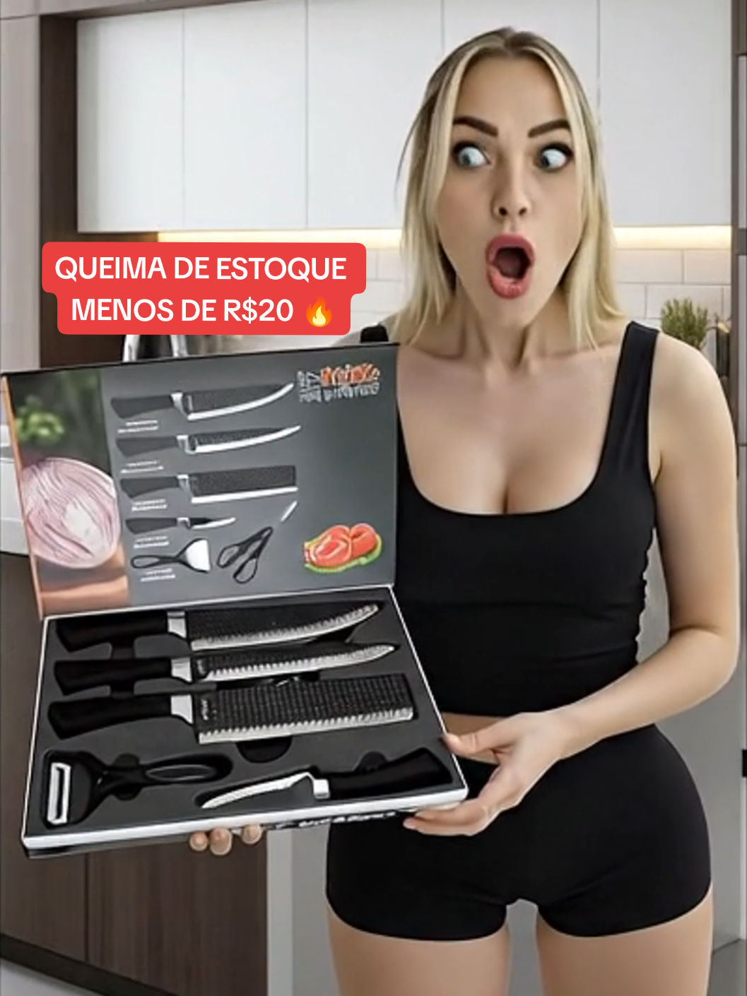 Kid de facas para cozinha 🔪 #jogodefacas #utensiliosdecozinha #kitdefacas #facasinox #facaparachurrasco 