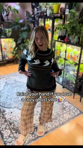 Spooky season approved ✔️ Cozy sweater ✔️ Ghosts included ✔️        •	Unique Ghost Jacquard – playful ghost design that stands out 	•	Retro Polka Dots – vintage-inspired pattern adds charm 	•	Cozy Long Sleeves – perfect for crisp fall nights 	•	Thick Knit Warmth – stay snug while looking chic 	•	Loose Fit Comfort – effortless, relaxed style 	•	Casual Jumper Vibes – dress it up or down with ease #GhostStyle #SpookySeasonFits #CozyAndCute #FallFashion #halloweenootd 