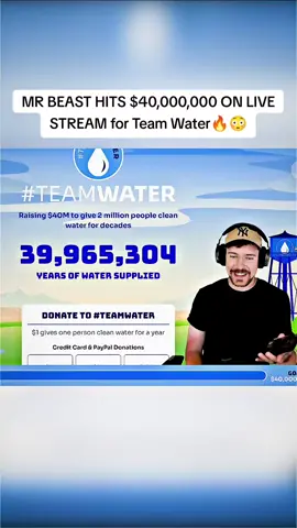 MR BEAST HITS $40,000,000 ON LIVE STREAM for Team Water🔥😳 #mrbeast #mrbeastchallenge #kick #streamer #teamwater 