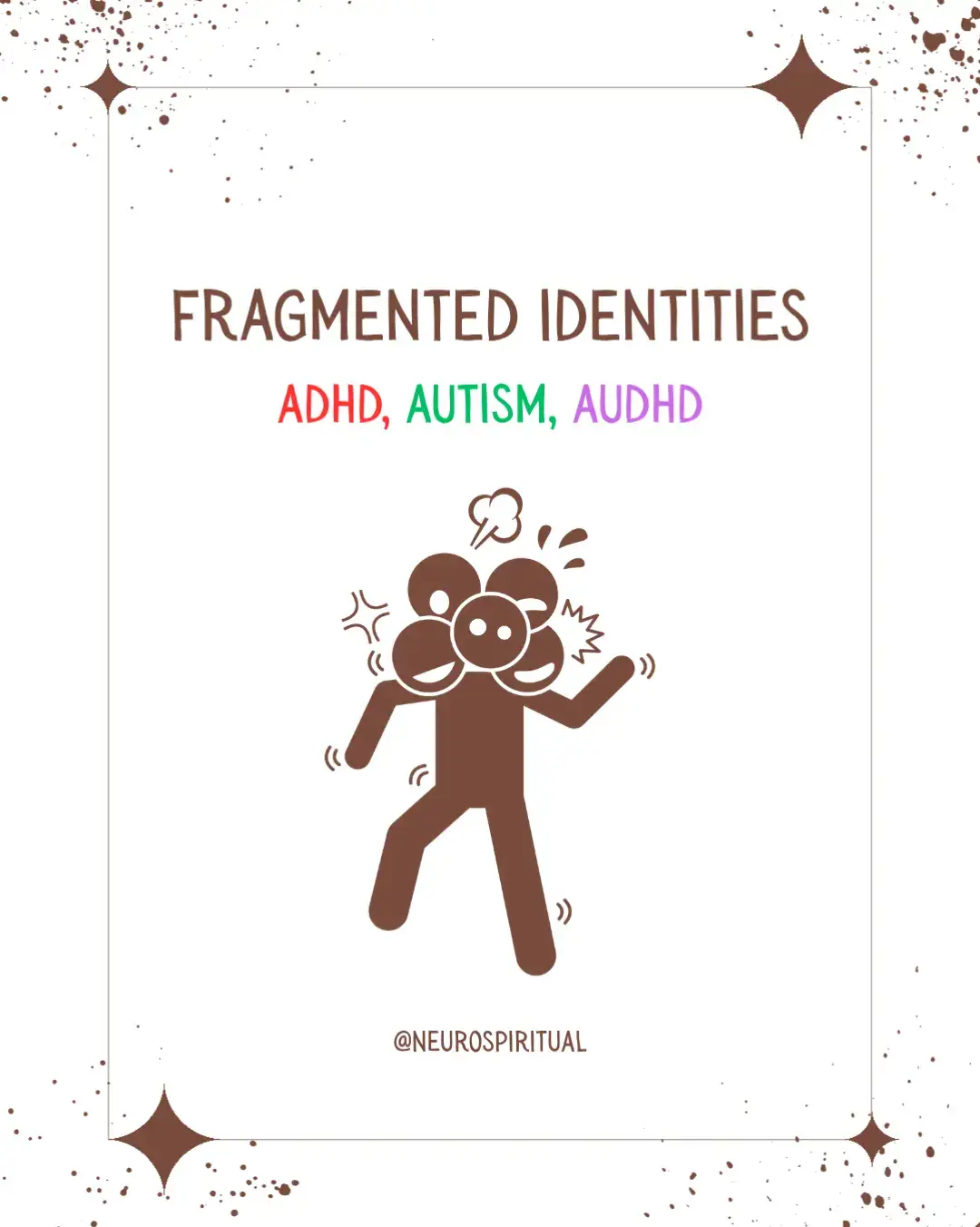 fragmented identities in  + attention deficit hyperactivity disorder (ADHD). + autism spectrum disorder (ASD). + ADHD & ASD (= AUDHD). - CORE EXPERIENCES.  - HOW IT SHOWS UP.  - CORE FEARS. - REFRAME.  - SUPPORTS.  ☁️❤️‍🩹🌱  #soulfragments #fragmentation #asd #adhd #audhd 