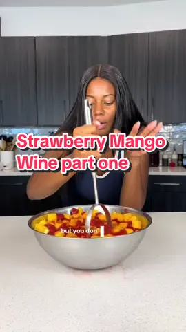 Strawberry Mango wine anyone? This is the first step to the winemaking process. The only thing that would make this wine better is some mango puree which I didn’t have on hand. 😅 #mango #mangos 