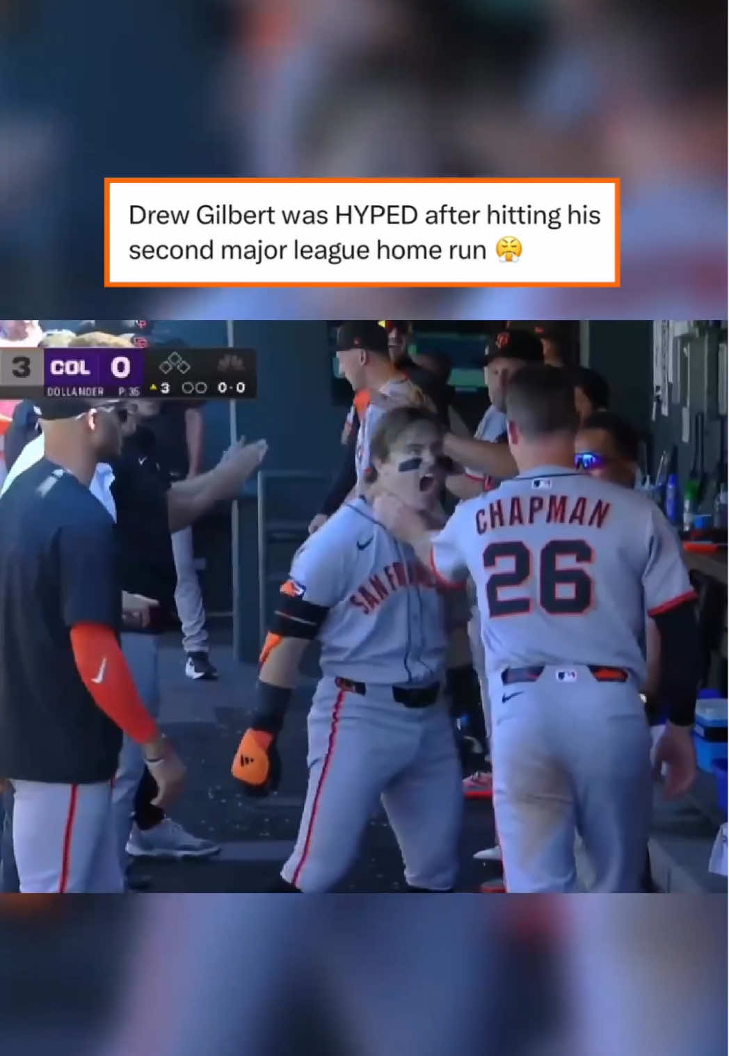 Drew Gilbert is so ELECTRIC 😂 #Giants #Baseball #MLB #SFGiants