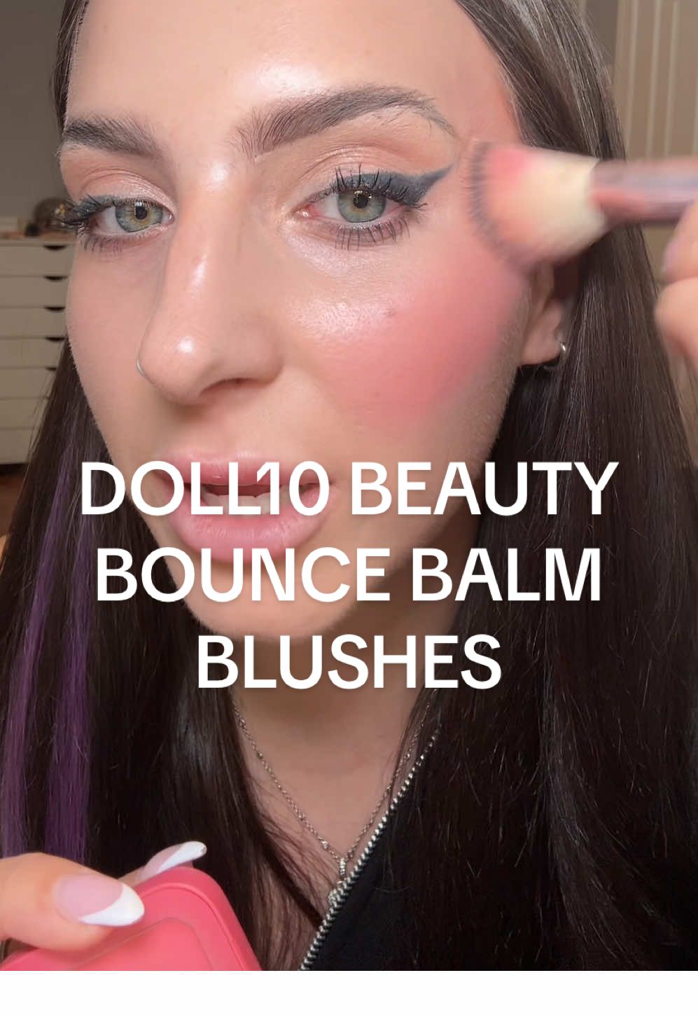 a blush that’s 90% skincare ingredients?! Immediately yes! This is packed with skincare to nourish, soothe, and smooth! ✨ wearing shade “strawberry daquari” 💞 brush is FREE in this bundle deal right now! Tiktok exclusive  @Doll 10 Beauty  #doll10beauty #doll10 #peptidebouncebalm #creamblush #blush 