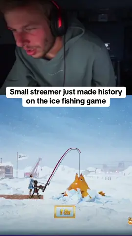 Small streamer just made history on the ice fishing game #smallstreamer #fishing #kickstreaming 