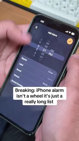 iPhone alarm app setting isn't a wheel it's a long list that ends. Even our engineer didn't know how to code this. Is it impossible? #apple #Tech #coding #iphone 