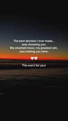Some choices change everything—and loving you was the smartest one I’ve ever made. You’re not just my partner, you’re my peace, my joy, my forever. No success, no dream, no achievement could ever compare to the blessing of calling you mine. Because true love is the greatest win of all. ❤️ #fyp #Love #lovequotes #relationshipgoals #loveyou 