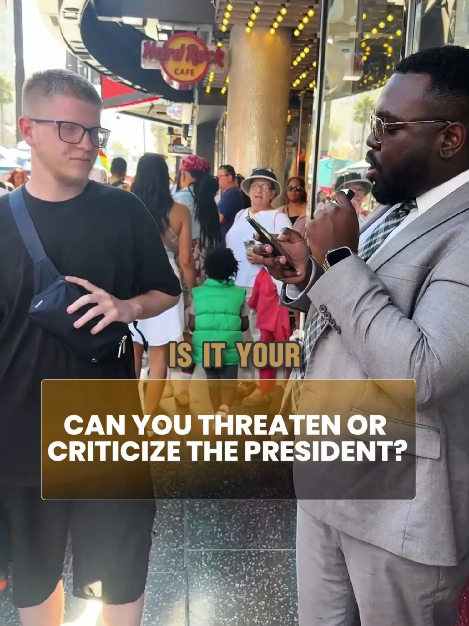 Constitution pop quiz on the Walk of Fame ⭐📜 We hit the streets with a quick First Amendment challenge and folks showed what they knew about criticizing and threatening the president. Knowing your rights matters! . . . #legaleducation #legaltalk #hollywood #rights #president #trueorfalse #streetinterview #StreetStyle #random #fyp #criminaldefense #criminaldefenseattorney #criminaldefenselawyer #losangeles *This is not a guarantee, warranty, or prediction regarding the outcome of the case. Posts for educational purposes based on California law. Consult us at 818-650-1744 for your case*
