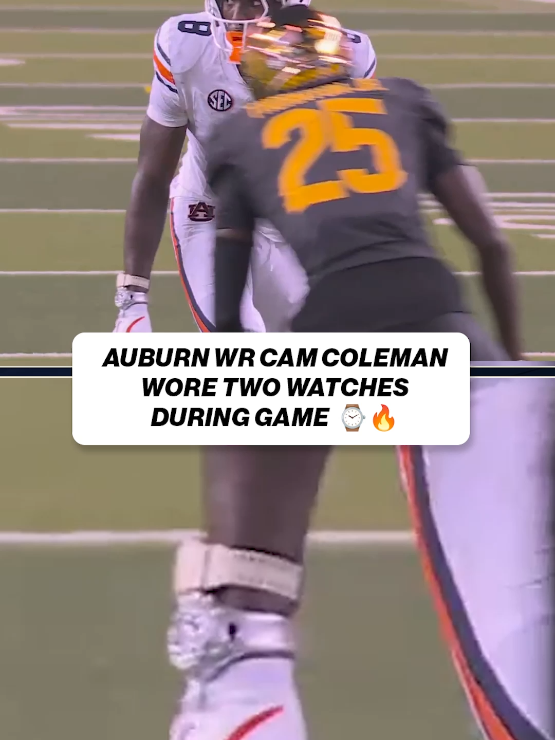 Auburn's Cam Coleman was flexing two watches Friday vs Baylor ⌚️ #auburn #cfb #cfbonfox
