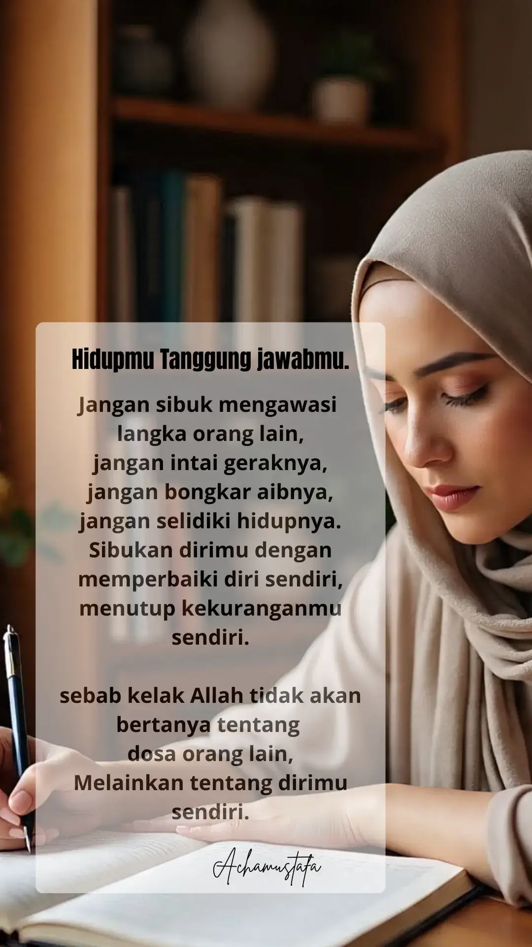 jangan sibuk mengurusi langka orang lain, karena kelak kau akan di minta pengtanggungjawaban tentang dirimu bukan orang lain#mutiarakatapenguatjiwa #achamusta #motivation #qoutes #motivasikehidupan #doaorangtua 