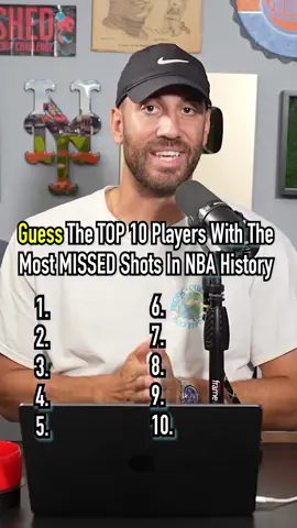 GUESS THE TEN NBA PLAYERS WITH THE MOST MISSED SHOTS IN NBA HISTORY! #fyp #NBA #basketball #game #trivia 