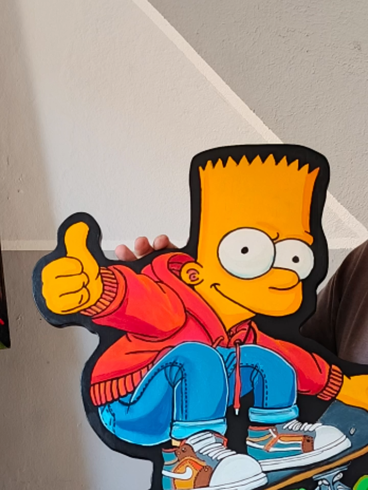 Bart Simpson  Pintura em Madeira  Artista: Claudio Calixto