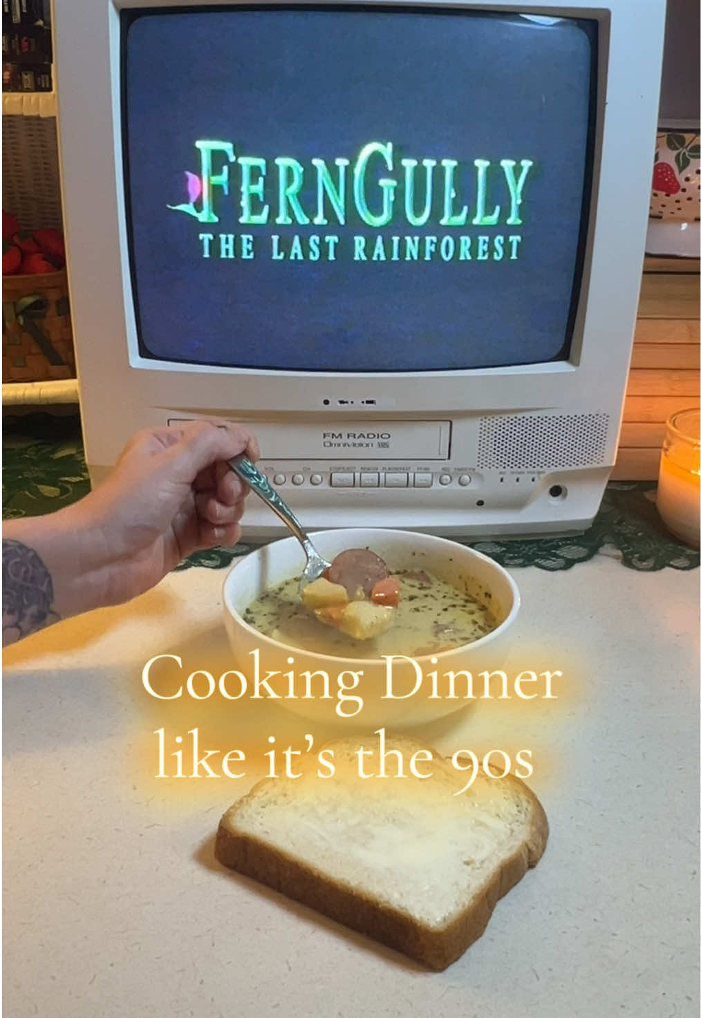 The kiss scene is 🫠🖤 #cooking #90s #dinner #vhs #comfortfood 