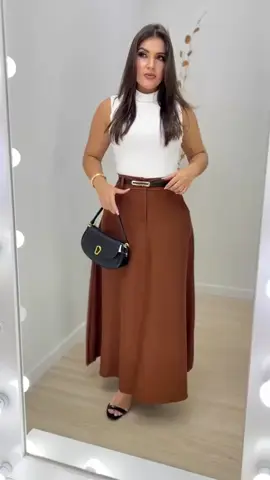 Saia Longa Feminina Alfaiataria Moda Evangélica Casual Básica Inverno Cintura Alta Elegante Tendência #tiktokshop #tiktokshopchegou #saialonga #modaevangelica 