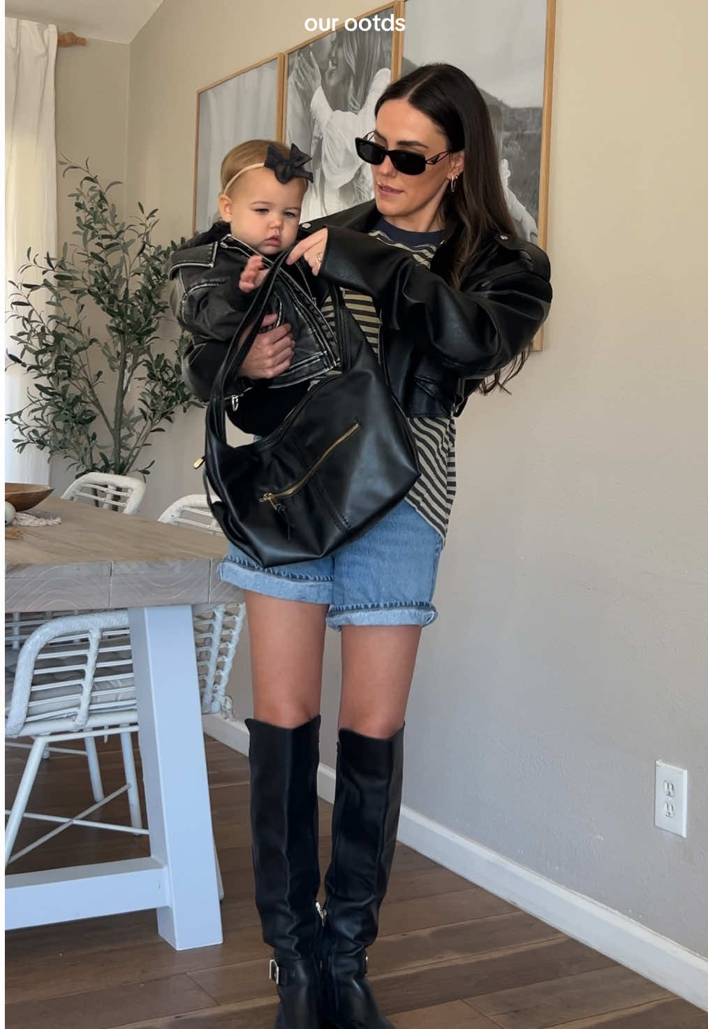 Our ootds: cool girls edition #babygirl #ootdinspo #ootdfashion #mommydaughterduo #babygirloutfit #matchingoutfits #leatherjacketoutfit #coolgirlaesthetic #coolmom 