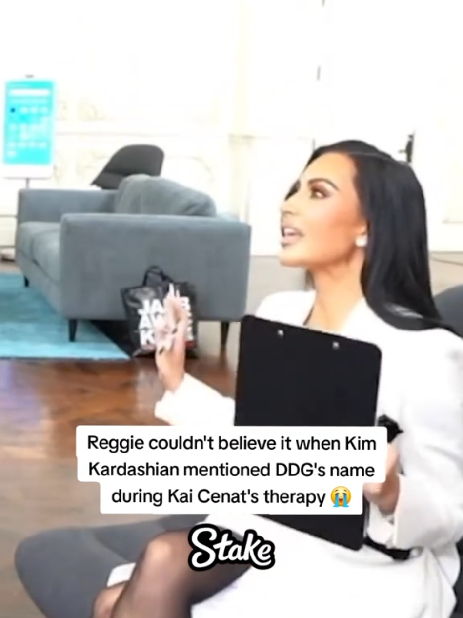 Reggie couldn't believe it when Kim Kardashian mentioned DDG's name during Kai Cenat's therapy 😭 #kaicenat #kimkardashian 