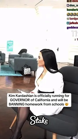 Kim Kardashian is officially running for  GOVERNOR of California and will be  BANNING homework from schools 🤯  #kimkardashian #kardashians #kaicenat #schools 