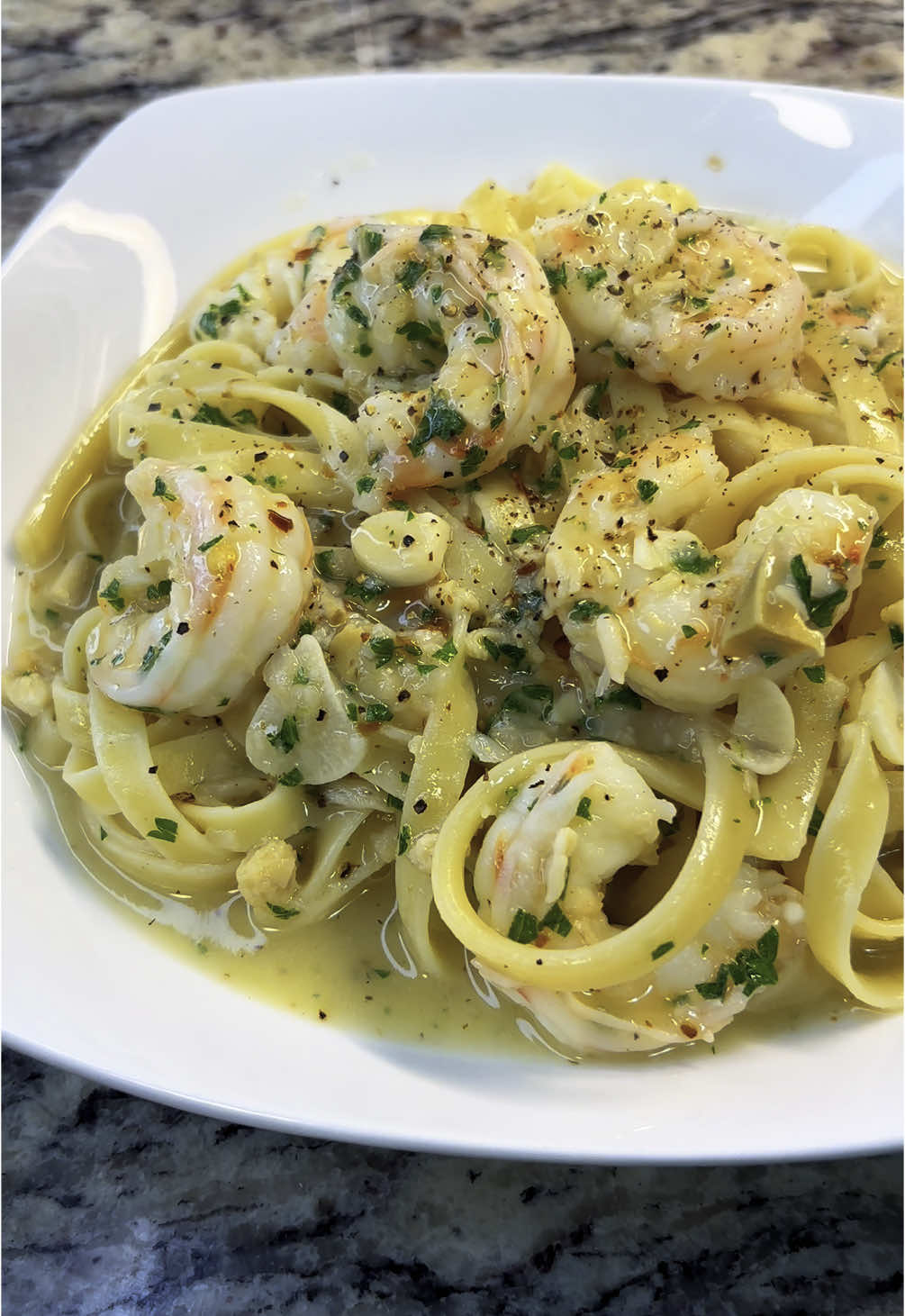Shrimp and clam scampi for Sunday dinner #shrimpscampi #pasta 
