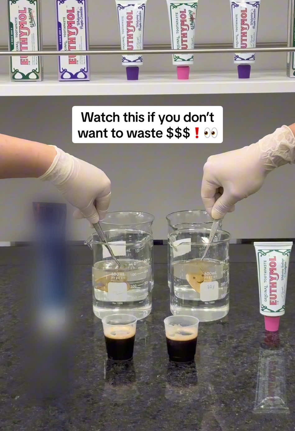 The results are in! Tested to show how Euthymol’s whitening toothpaste is effective in preventing and removing everyday stain from coffee ❗️❗️ Purchase now and get a free tube squeezer, only on TikTokShop 💖 #euthymol #sensitivetoothpaste #whitening #oralcare #euthymolus #fypシ 