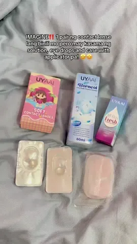 daming freebies ni seller! contact lense with free solution, eye drop, case with applicator pa! #contactlenses #contactlens #uyaaicontactlense #contactlensewithsolution 