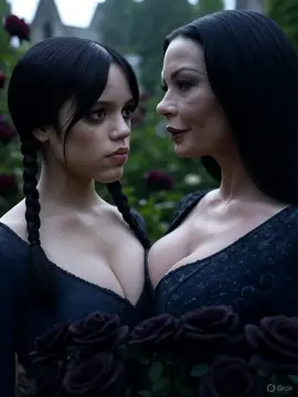 Wednesday Addams x Morticia Addams lesbian kissing 14 #AI #AIart #AIvideo #yuri #lesbian 