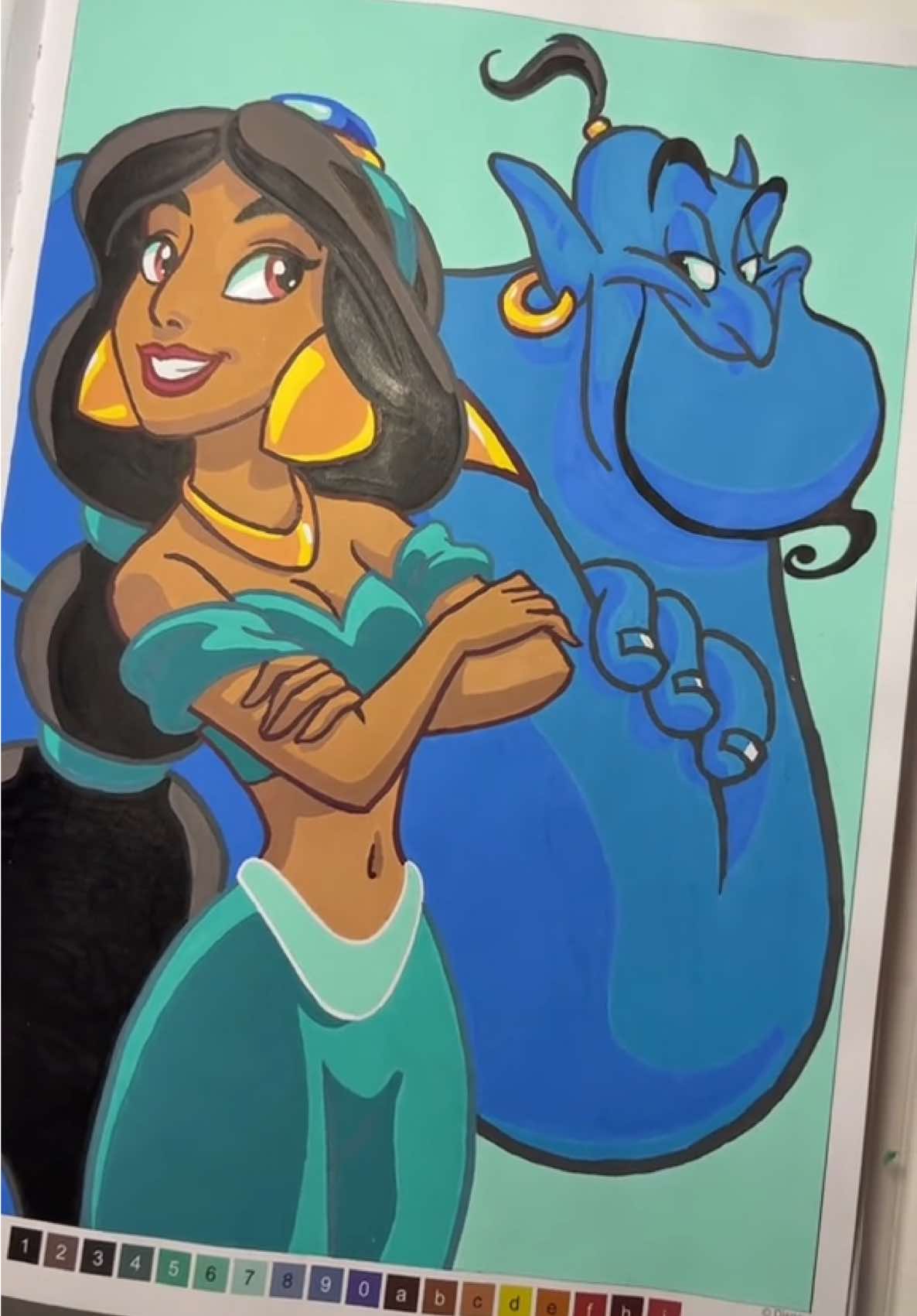 Princesses page 6 - Jasmine & Le Génie 🧞‍♂️  Code colo à la fin 🎨