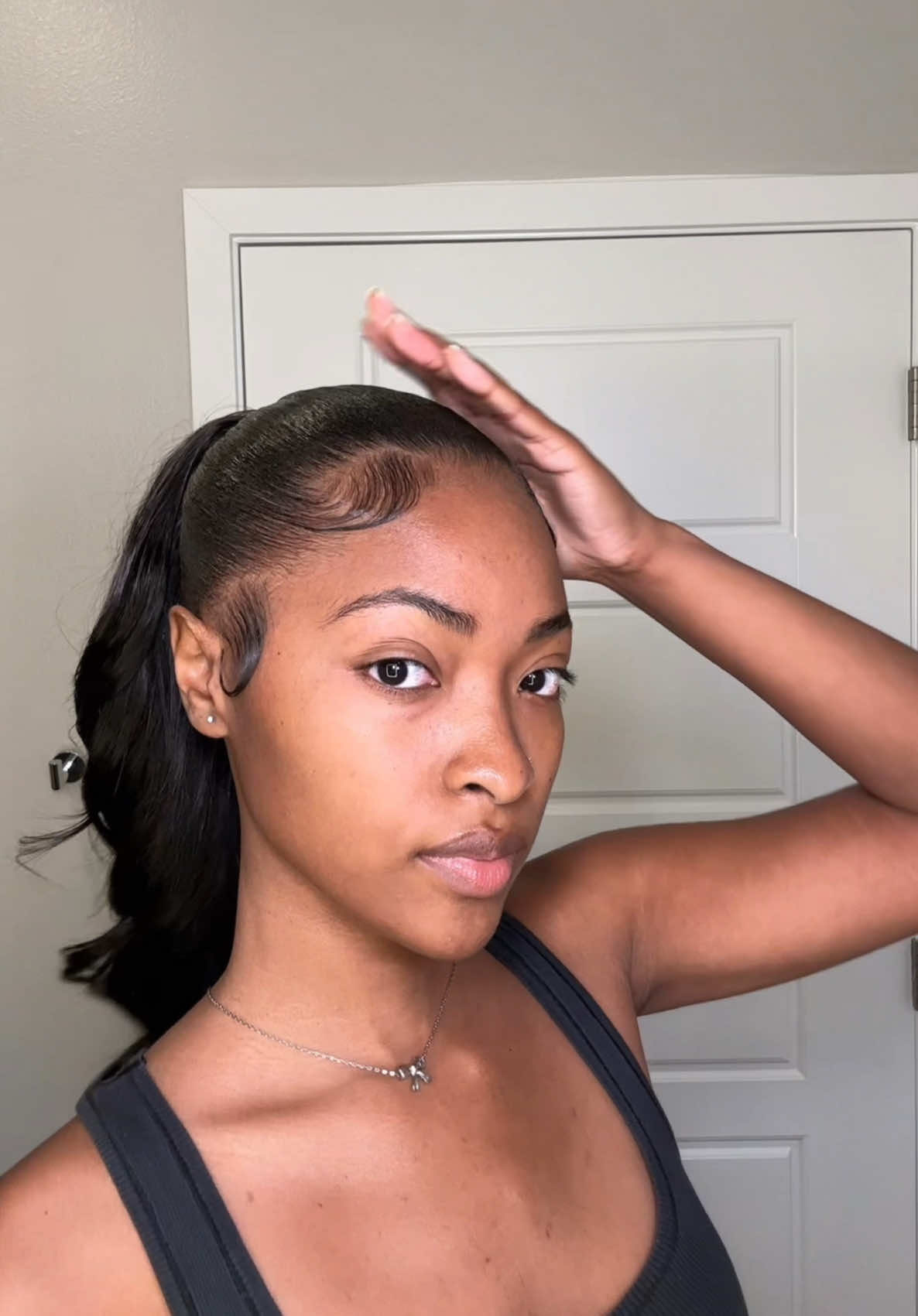 Curled short ponytail 🫶🏾 #fyp #ponytail #hair #hairstyle #hairtutorial 