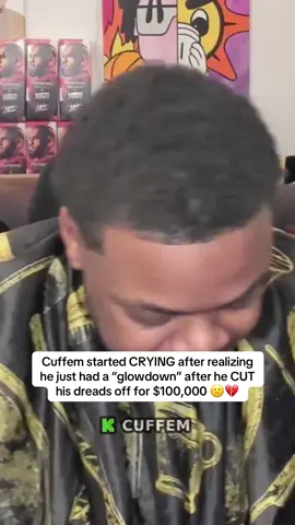 Cuffem started CRYING after realizing he just had a “glowdown” after he CUT his dreads off for $100,000 😕💔 #cuffem #glowdown #dreads #haircut 