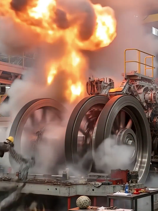 The giant gear fail of the engine system due to loose chain #factorywork #menufactory #asmr #Mashine #mashinework 