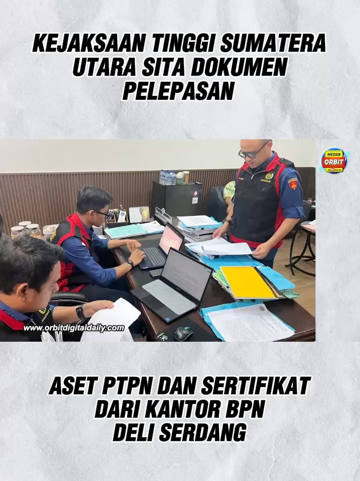 Tim Penyidik Bidang Pidana Khusus Kejati Sumatera Utara berhasil menyita sejumlah dokumen pelepasan aset setelah menggeledah ruangan pejabat PTPN I dan beberapa sertifikat Kantor Pertanahan Kabupaten Deli Serdang terkait penjualan aset BUMN Kamis (28/8/2025).