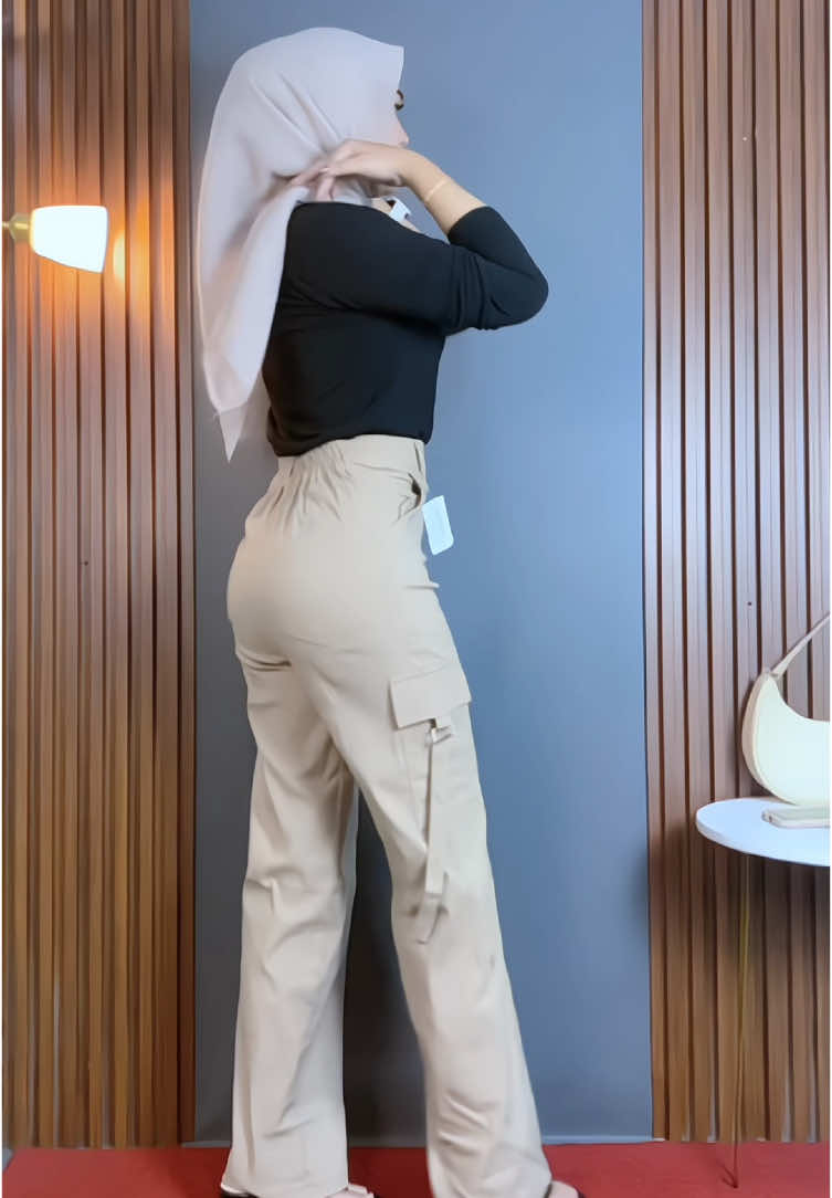 Celana kulot cargo bahan melar elastis cakep nyaman banget dipake#fyppppppppppppppppppppppp #kulothighwaist #outfitkekinian 