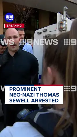 #BREAKING: Prominent neo-Nazi Thomas Sewell has been arrested outside the Melbourne Magistrates' Court. It comes just hours after he crashed Premier Jacinta Allan's press conference this morning, and days after he joined Sunday's anti-immigration march. #9News #thomassewell #protests #melbourne 