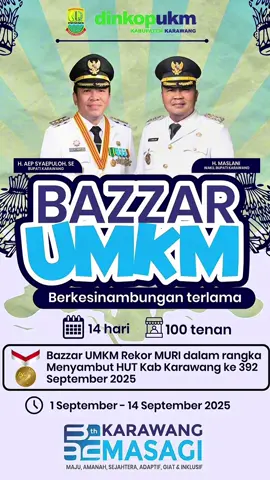 ✨ Yuk Wargi Karawang, Saatnya Dukung UMKM Lokal! ✨ Bersama kita bisa bangun ekonomi daerah yang mandiri, kreatif, dan berdaya saing tinggi 💪🏻 Belanja produk UMKM = ikut berkontribusi untuk masa depan Karawang yang lebih maju 🚀 📢 Jangan lewatkan momen bersejarah ini, jadilah bagian dari kebanggaan Karawang! Hatur nuhun atas dukungan dan cinta untuk produk lokal ❤️ #UMKMKarawang #BanggaBuatanKarawang #DukungUMKM #KarawangBerdaya 