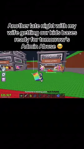 Best quality time with my wife getting our kids bases ready for tomorrow’s taco Tuesday Admin Abuse 🥰 #gamerfamily #fyp #roblox #stealabrainrot #brainrot 
