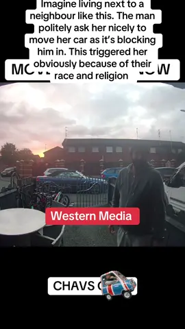Imagine living next to a neighbour like this. The man politely ask her nicely to move her car as it’s blocking him in. This triggered her obviously because of their race and religion #uk #britishvalues #farright #reformuk #karen 