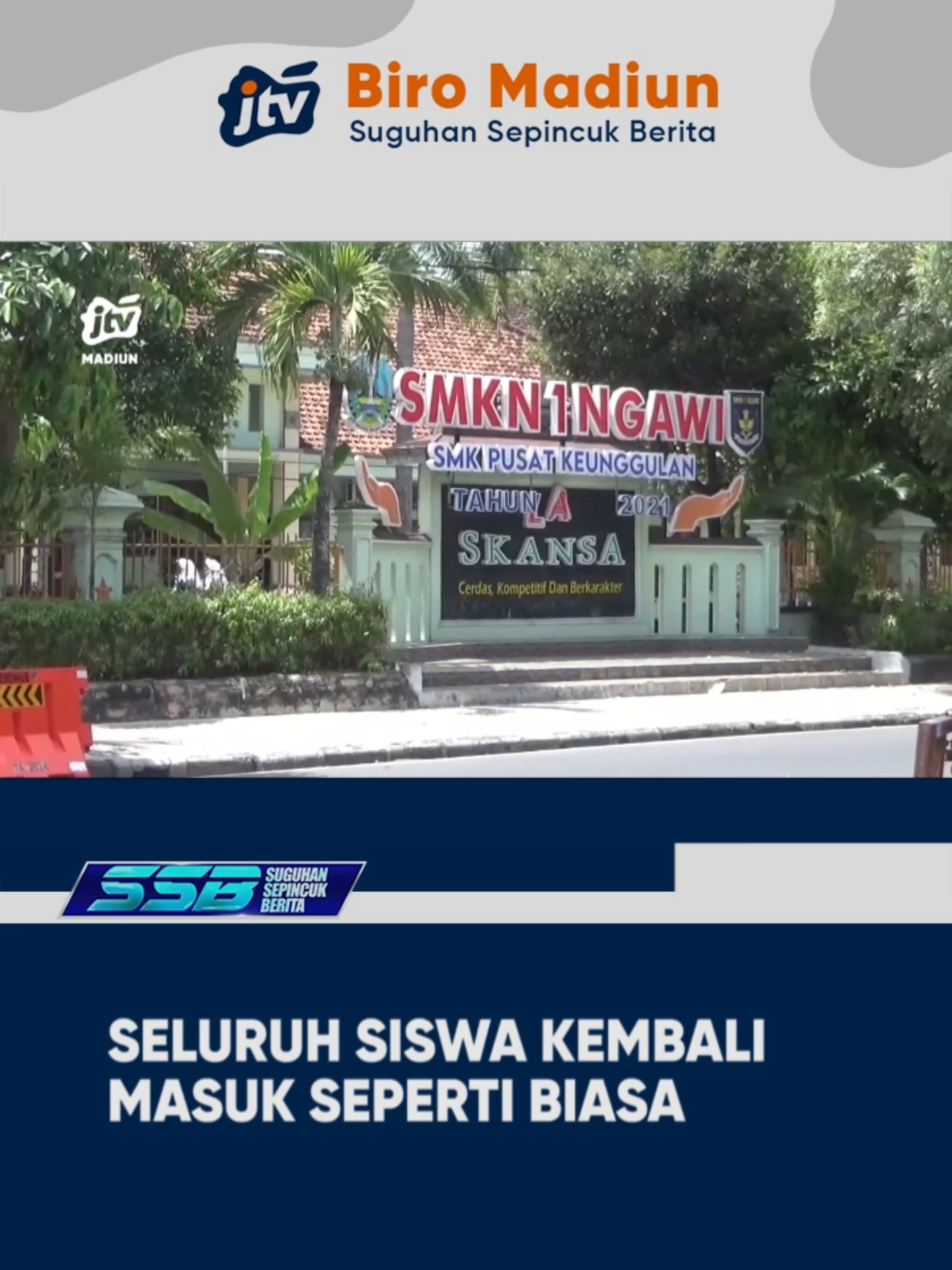 NGAWI - Seluruh siswa di Kabupaten Ngawi kembali masuk sekolah dan mengikuti pembelajaran tatap muka seperti biasa. Bupati Ngawi Ony Anwar Harsono memastikan kondisi wilayah tetap aman dan kondusif, sehingga rencana pembelajaran daring hingga 5 September resmi dicabut. Posko pengamanan di sejumlah objek vital tetap disiagakan. #Ngawi #OnyAnwarHarsono #BelajarTatapMuka  #JagaKondusivitas