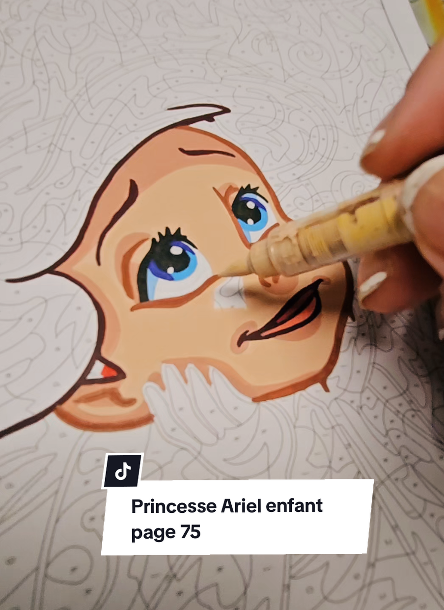 Tome Princesse page 75. Ariel. Code couleur en fin de video. Feutre🖍: 100% Guangna  @Guangnaart  #asmrcoloring #coloriagesmysteres #guangna #princessedisney #ariel 