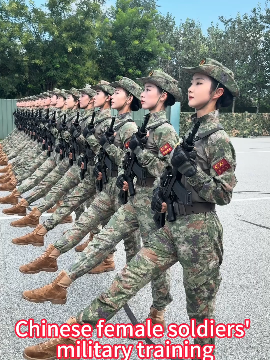 Chinese female soldiers' military training. Chinese female soldiers' formation rehearses for the Sept. 3 military parade #chinese #female #soldiers #army #parade