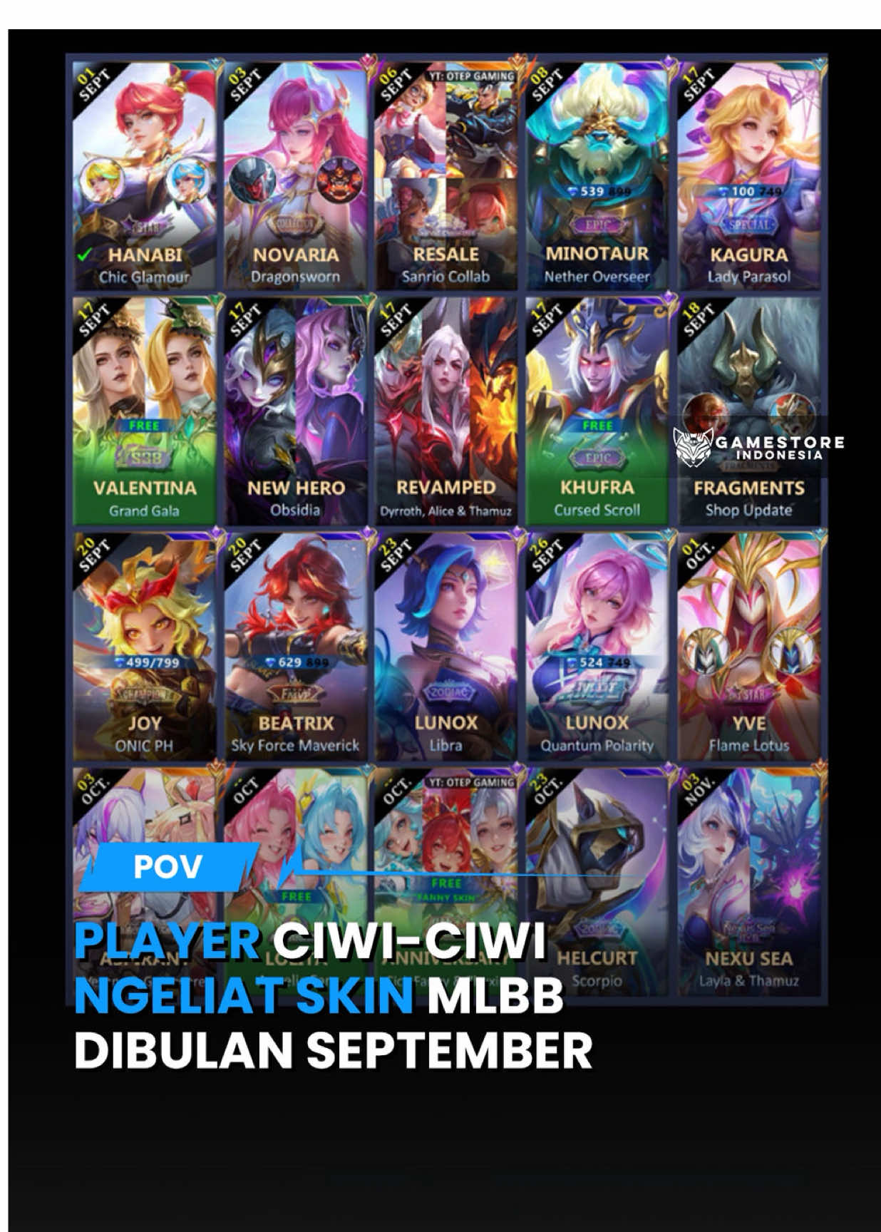 Mlbb upcoming skinSeptember✨  Ini mau pilih yg mn dah😭😭🙌🏻