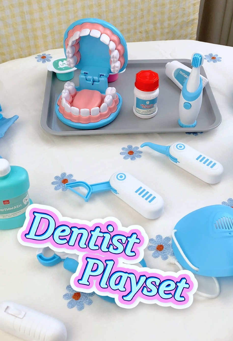 Does anybody else’s toddler HATE brusing their teeth?#pretendplay #kidsplayset #giftsforkids #dentistkit #educationalplay 
