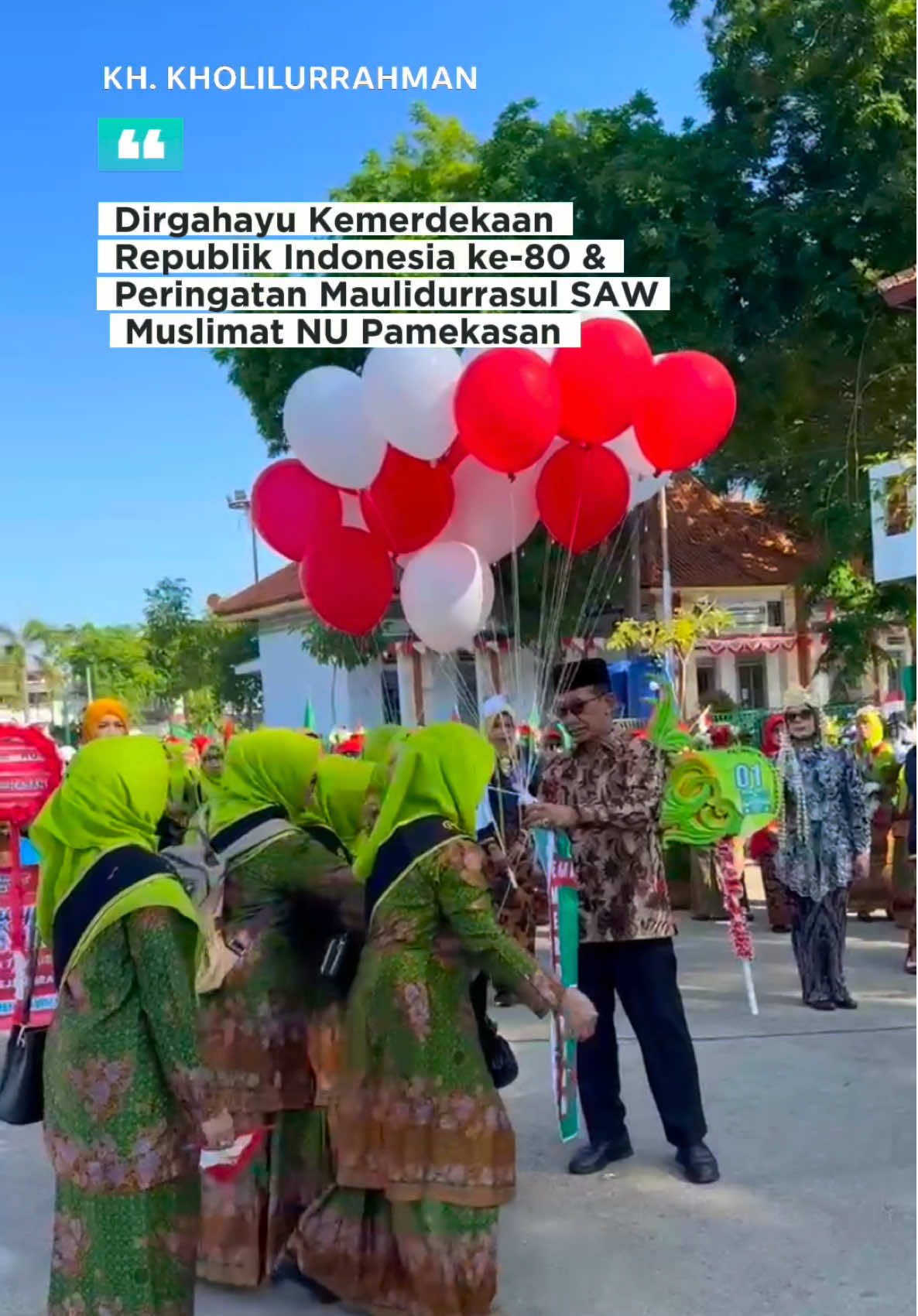Alhamdulillah, momentum peringatan Hari Kemerdekaan Indonesia tahun ini bersamaan dengan peringatan Maulidurrasul Muhammad SAW yang diselenggarakan oleh Muslimat NU Pamekasan. Semoga semangat kemerdekaan memotivasi kita untuk terus membangun bangsa dengan nilai-nilai perjuangan, sementara teladan Nabi Muhammad SAW menjadi pedoman dalam menjaga persatuan, keadilan, dan kesejahteraan umat. Mari kita jaga kekompakan, persaudaraan, serta terus berkontribusi bagi kemajuan Pamekasan, Madura, dan Indonesia tercinta. #DirgahayuRI79 #HUTRI79 #IndonesiaMerdeka #MuslimatNU #NUPamekasan
