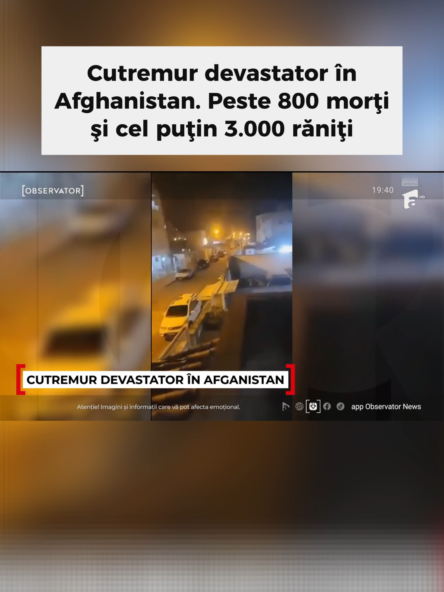 Cutremur devastator in Afghanistan. Peste 800 de morti si cel putin 3.000 de raniti #observator #antena1 #stiri #news #fyp #afganistan #afghanistan #cutremur #earthquake #5pasidebine #misiuneatiktok