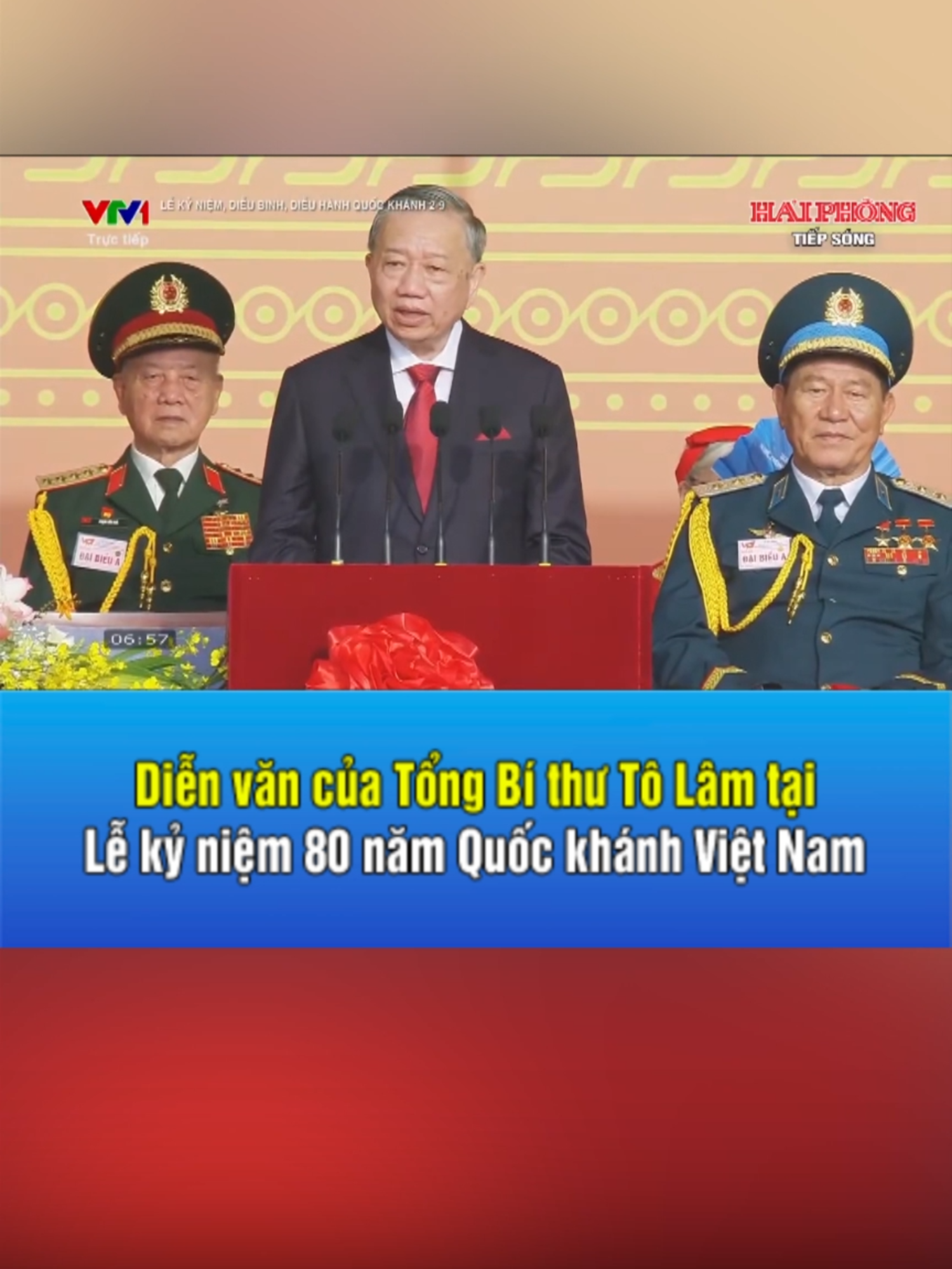 Báo Điện tử Hải Phòng trân trọng giới thiệu Diễn văn của Tổng Bí thư Tô Lâm tại Lễ kỷ niệm 80 năm Quốc khánh nước Cộng hòa Xã hội Chủ nghĩa Việt Nam.