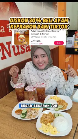 diskonnya besar banget beli ayam keprabon di tiktok, diskon 30% dan banyak lagi promonya 😍dapatin potongan harga dengan cara klik lokasi yg aku tag divideo ini, pilih menu yg mau km beli, lalu bayar dan tunjukin kekasir kode barcode nya yaa.. jajan hemaat hatipun senang..   #nexkeprabon   #nexent #promokeprabon    #promoseruweekend #promomakangajian