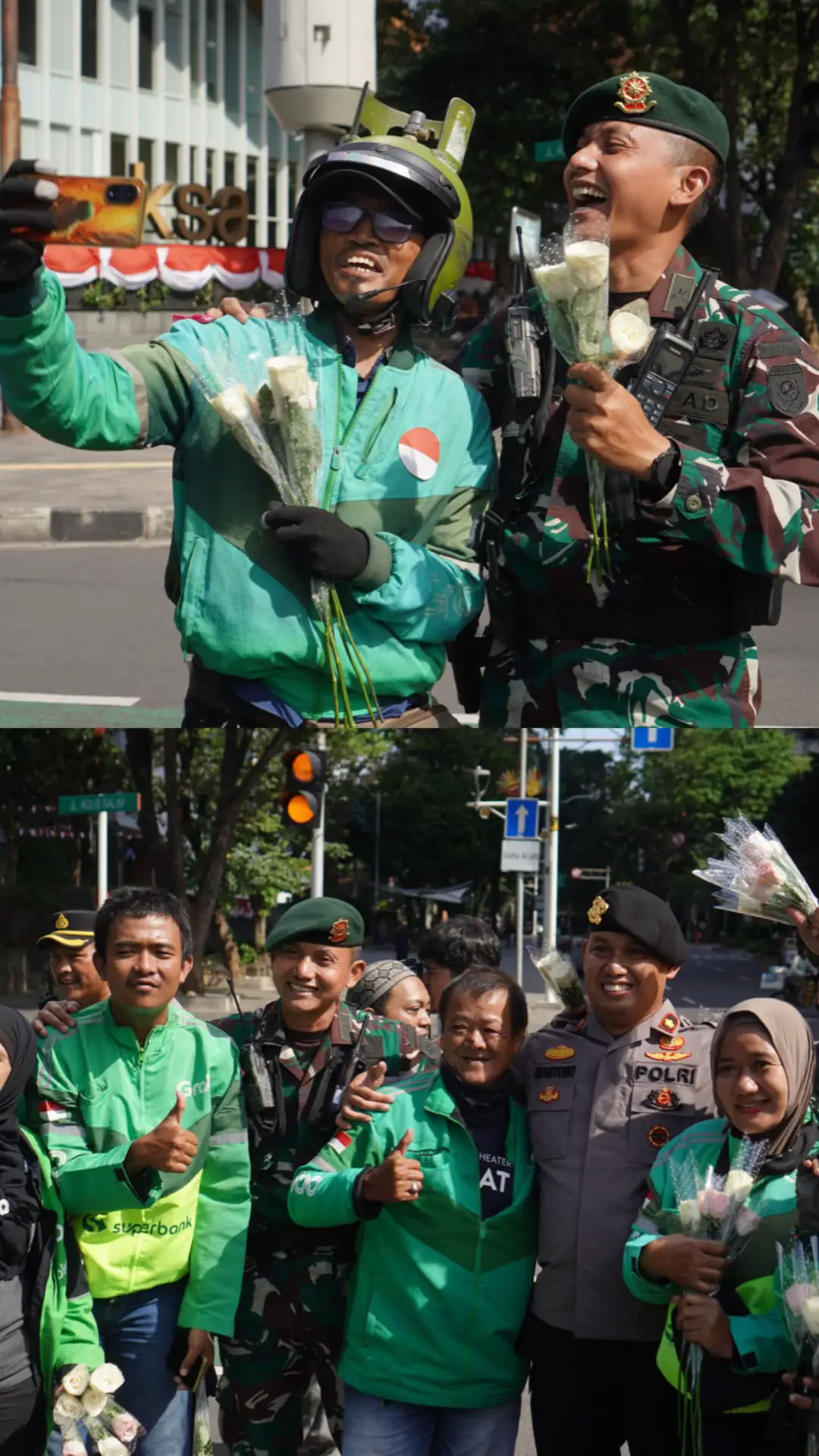 Yonkav 1/1 Kostrad Kawal Aksi Damai Ojol Menebar Mawar Kebaikan di Jakarta dengan Aman dan Kondusif (Jakarta, 02/09/25) - Batalyon Kavaleri 1 Kostrad di bawah pimpinan Komandan Batalyon Letkol Kav Ramdhani Akbar bersama unsur TNI dan Polri melaksanakan tugas pengamanan Aksi Damai Ojek Online (Ojol) di jalan Merdeka Selatan, Jakarta Pusat.  Kegiatan pengamanan berjalan dengan tertib, aman, dan kondusif hingga selesai. Kehadiran prajurit Yonkav 1/1 Kostrad bersama aparat terkait merupakan wujud sinergi dalam menjaga stabilitas keamanan dan ketertiban masyarakat. Dalam kesempatan tersebut, Komandan Batalyon Letkol Kav Ramdhani Akbar menyampaikan 
