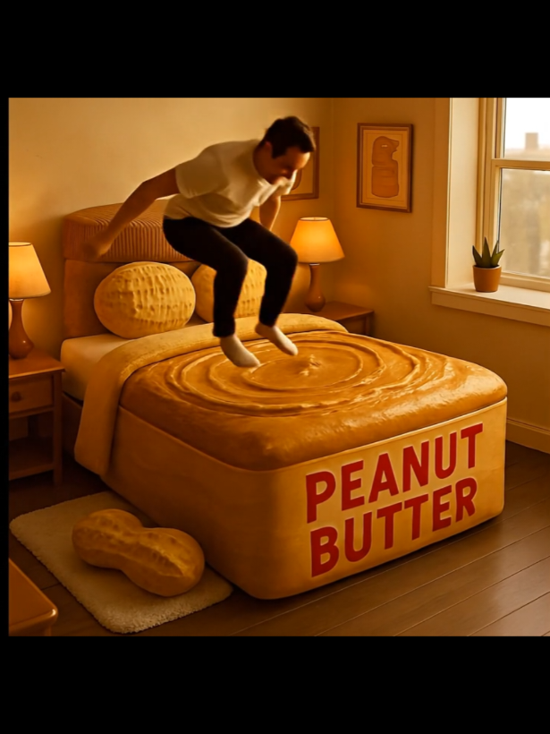 My bed is 70% peanuts, 30% butter, and 100% comfort  #Tiktok #viral #video #reel #fyp 