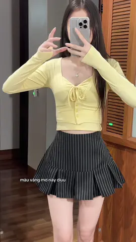 màu vàng nơ này xinh quá, dịuuu #xh #thuylinh1603 #xuhuong #cardigan #setao 